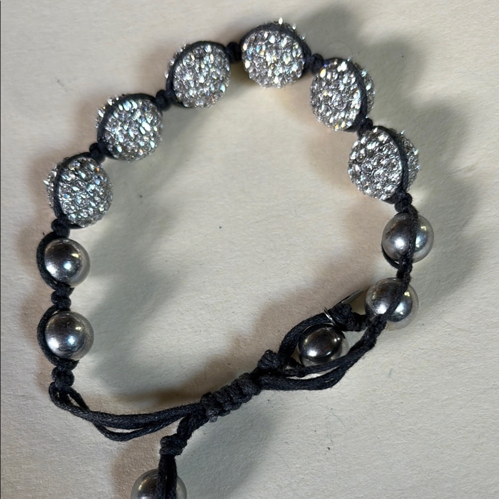 Adjustable Silver Beaded Bracelet